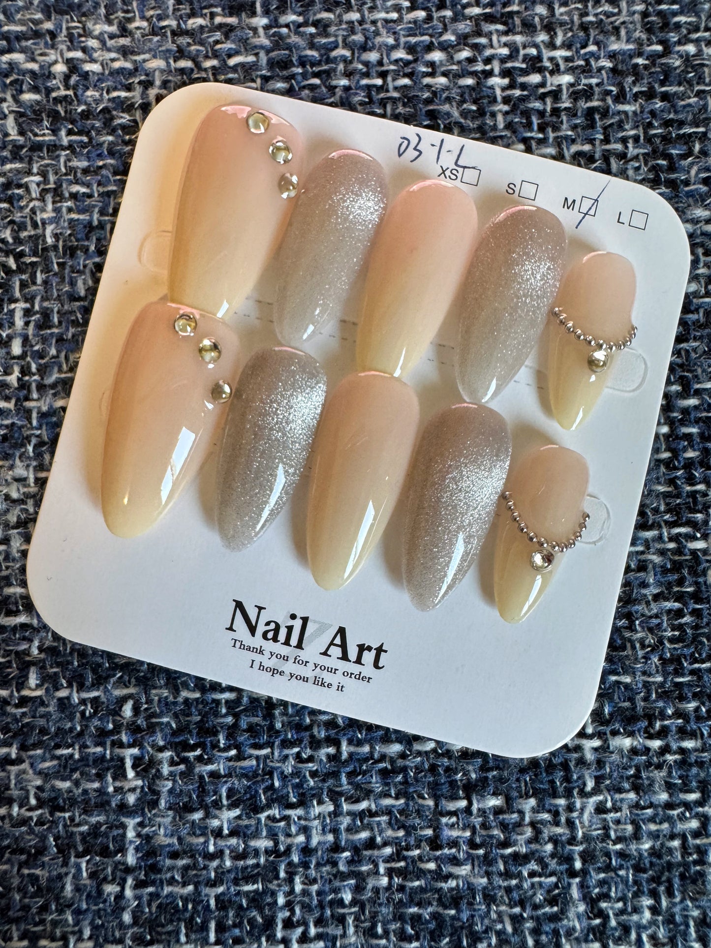 Crystal Inspired LONG Press on Nails-M Size