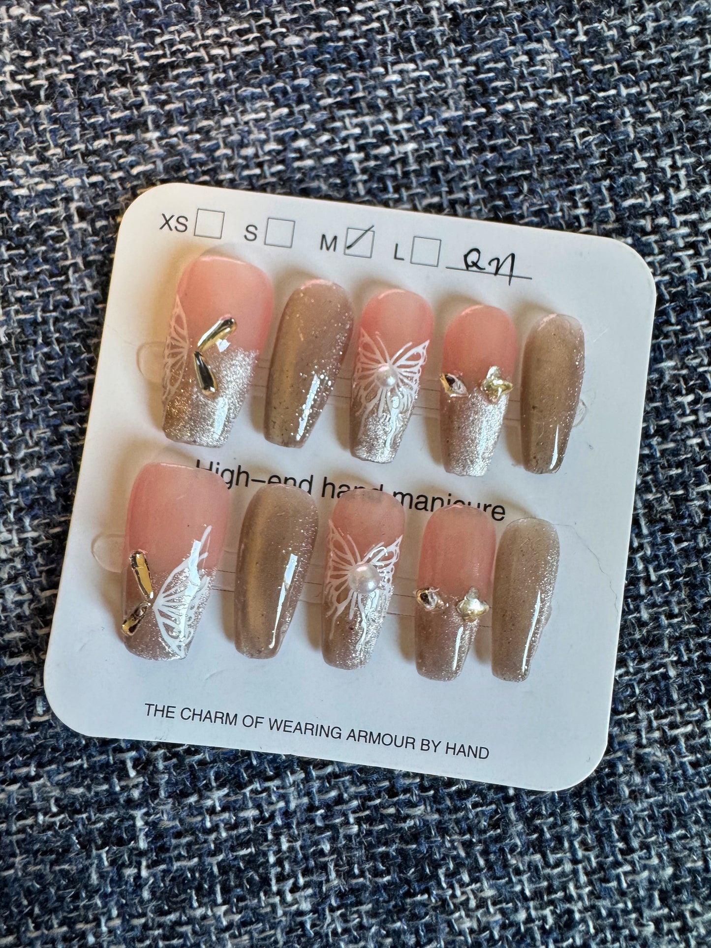 Crystal Inspired LONG Press on Nails-M Size