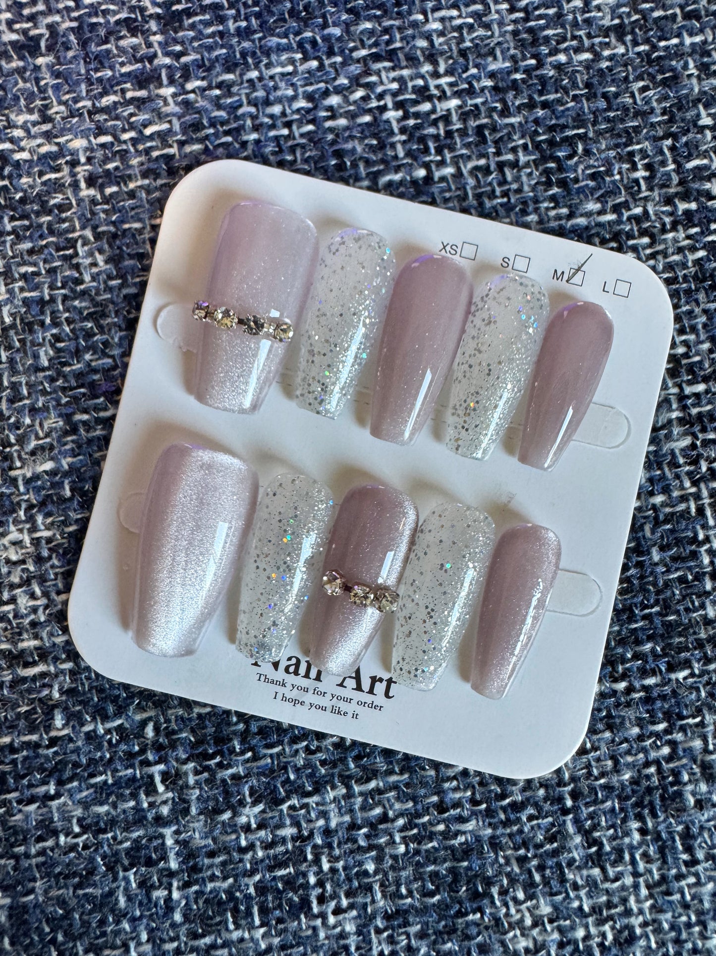 Crystal Inspired LONG Press on Nails-M Size