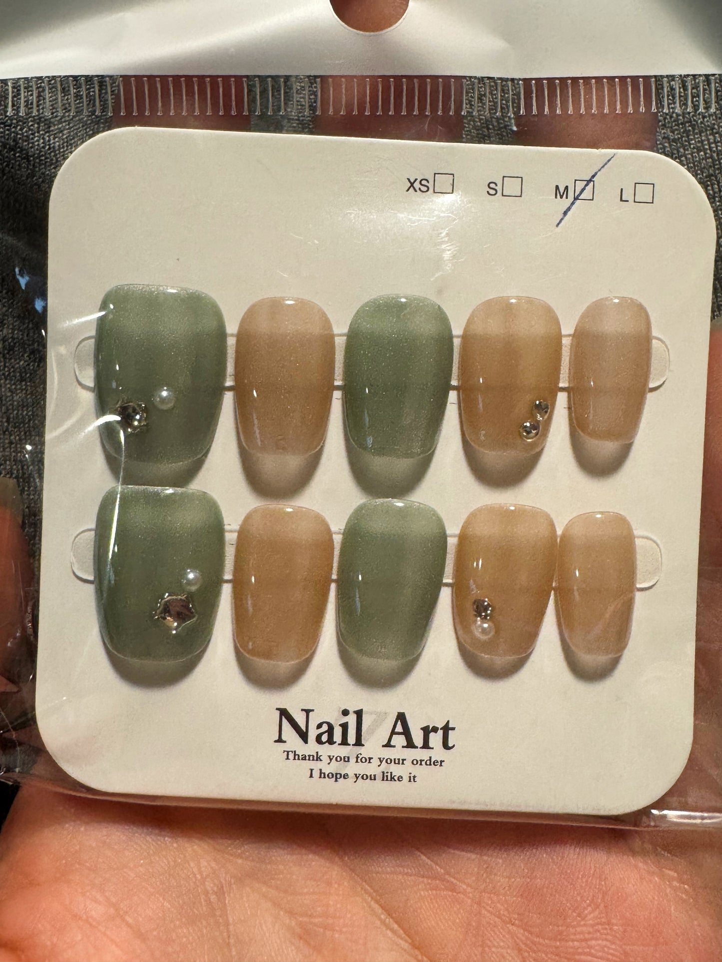 Crystal-Inspired SHORT Press-On Nails-M Size