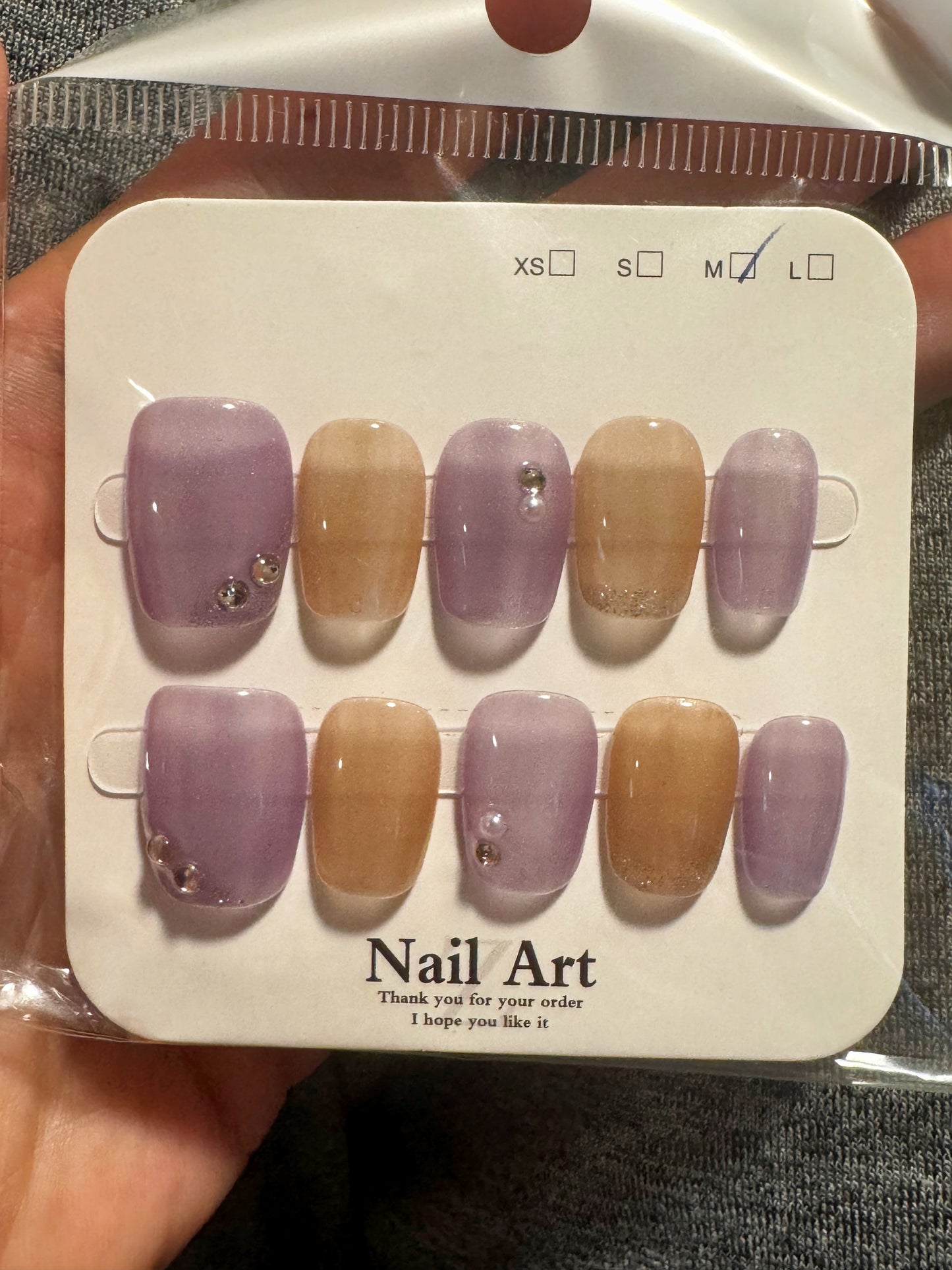 Crystal-Inspired SHORT Press-On Nails-M Size