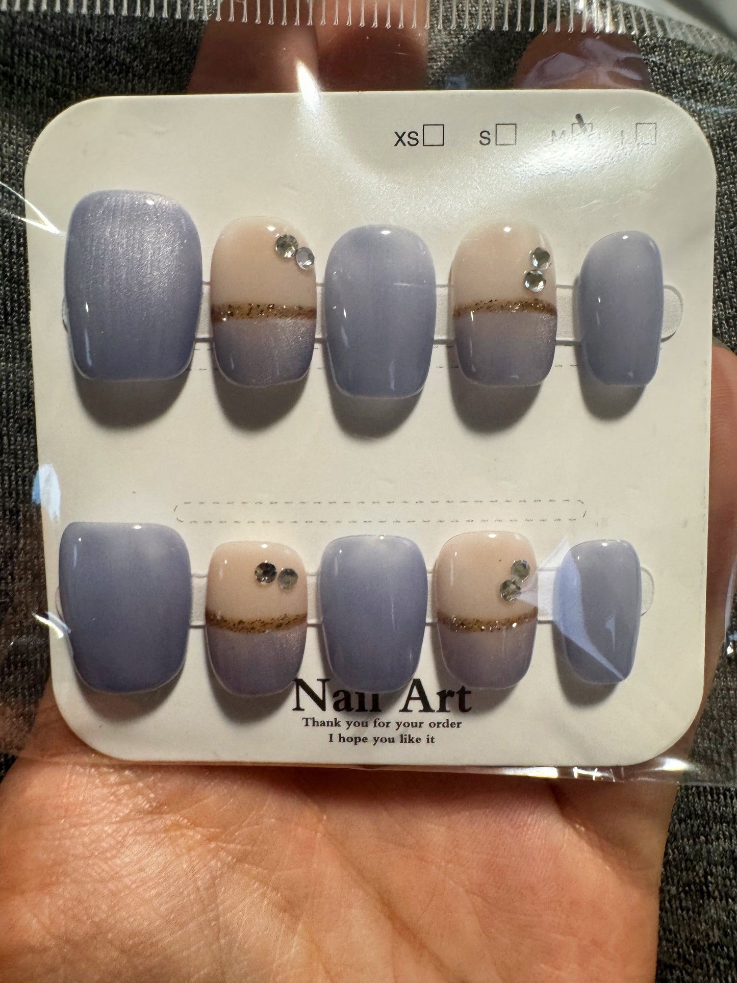 Crystal-Inspired SHORT Press-On Nails-M Size