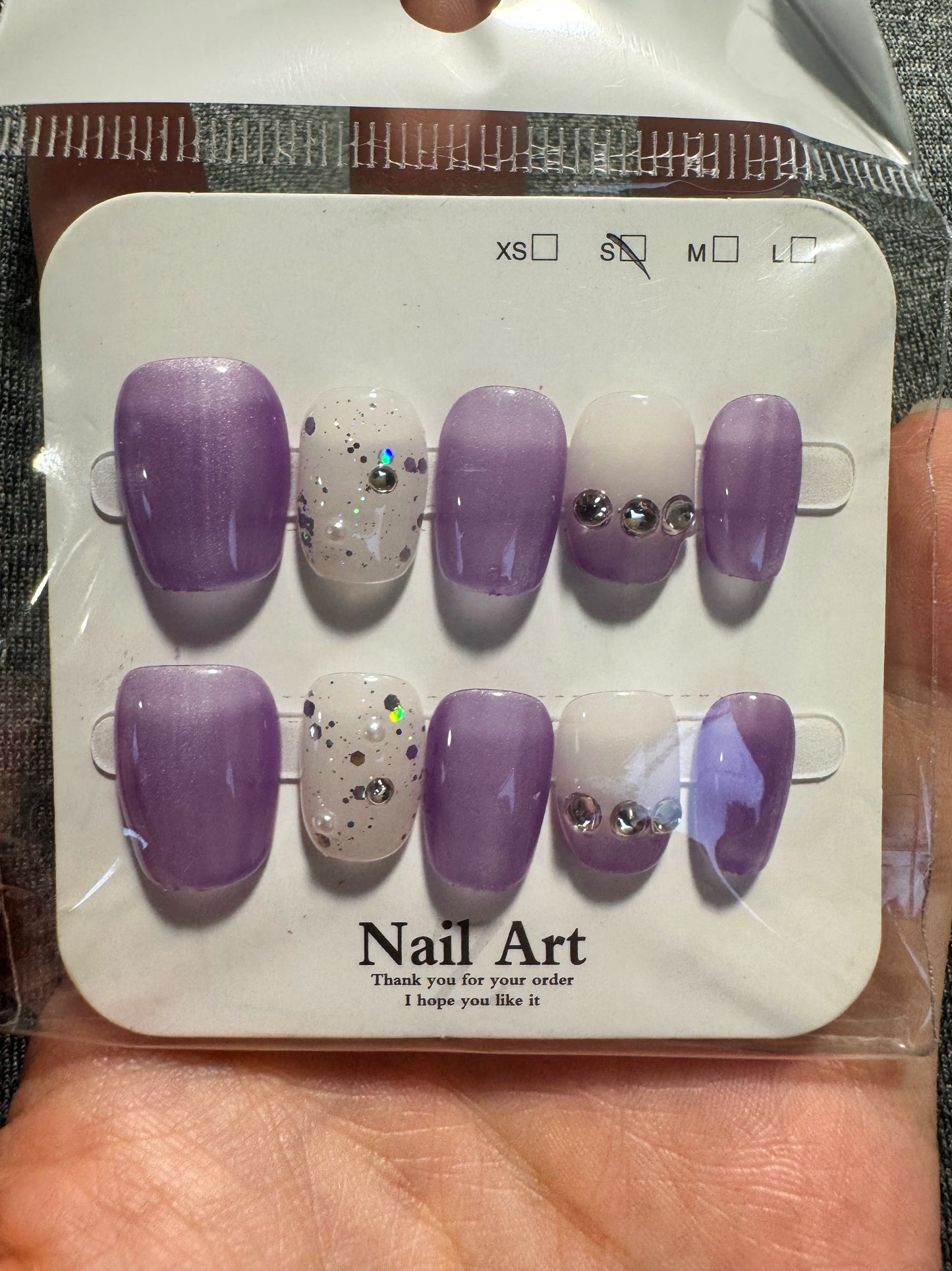 Crystal-Inspired SHORT Press-On Nails-M Size