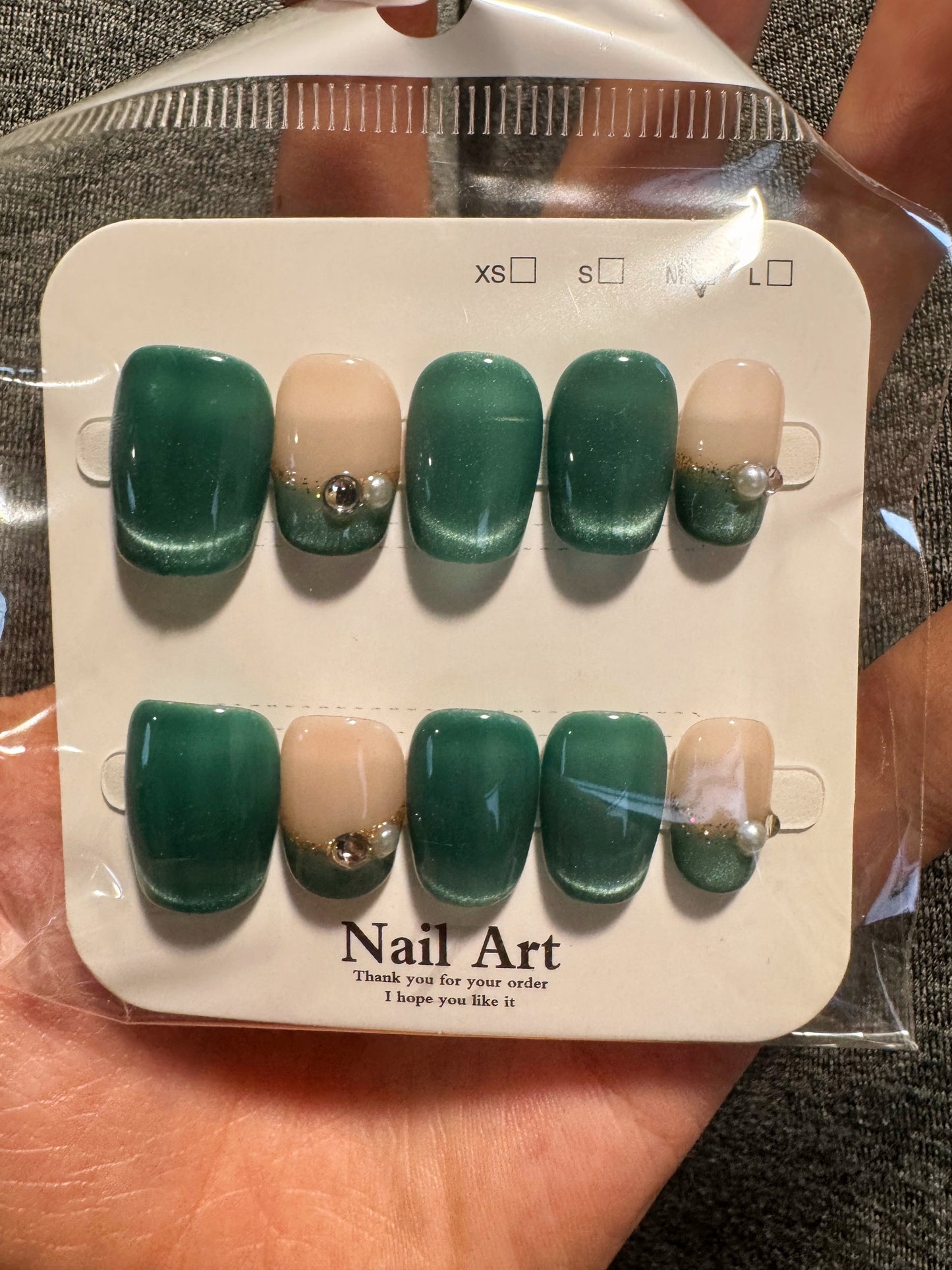 Crystal-Inspired SHORT Press-On Nails-M Size