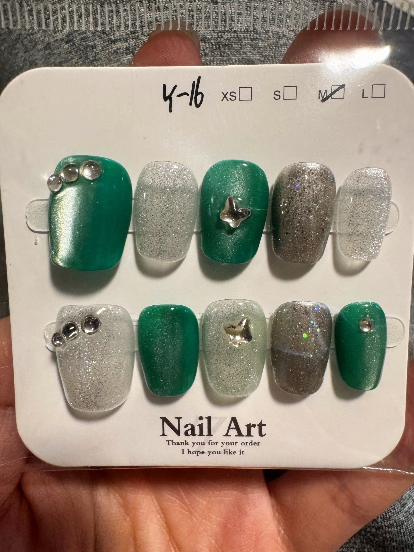 Crystal-Inspired SHORT Press-On Nails-M Size